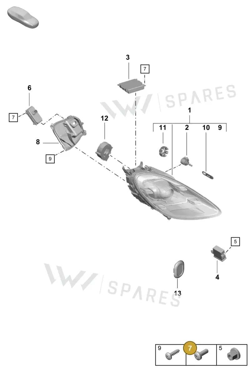 99991915909 — Porsche Boxster Spyder (2019-2020) diagram p55905030, position 7