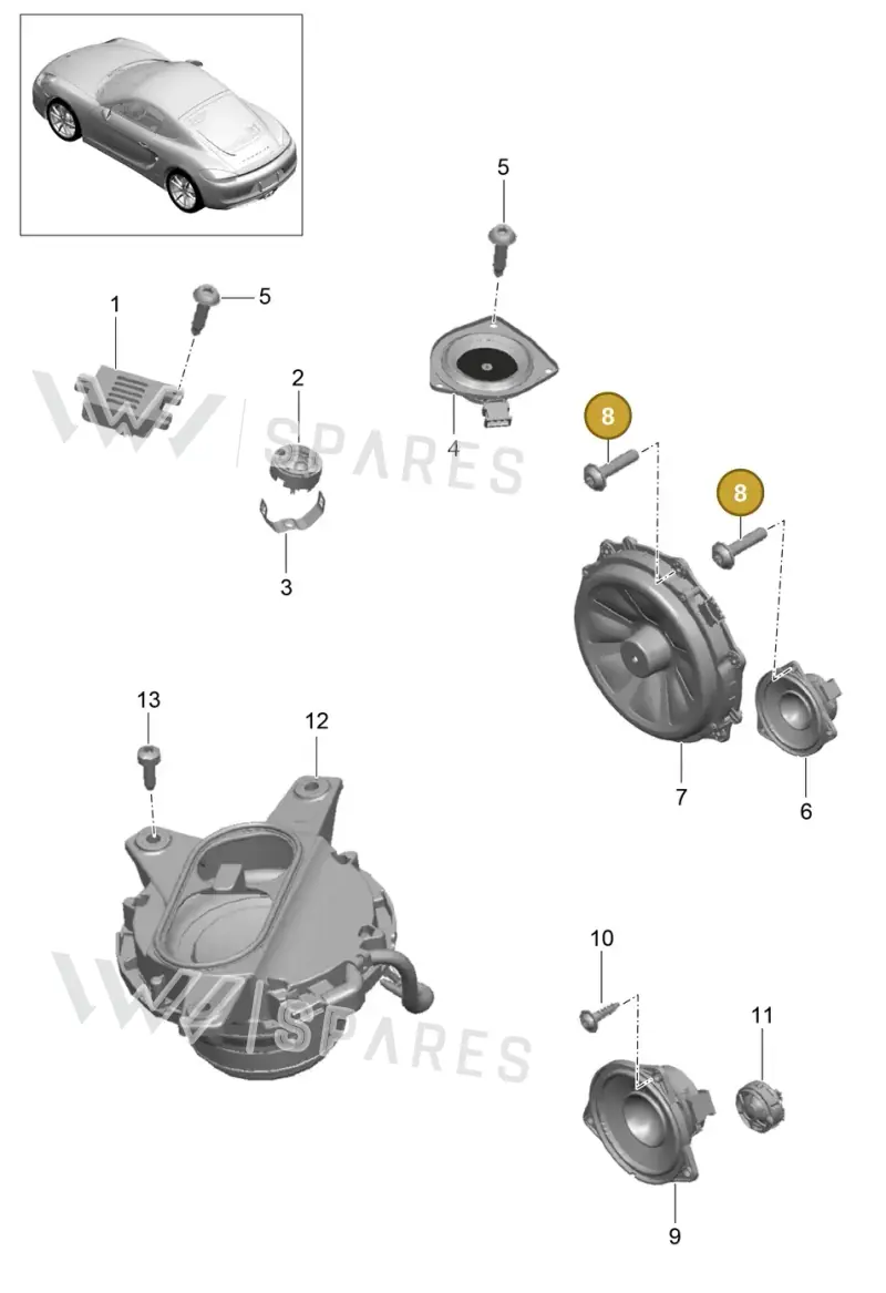 99991920909 — Porsche Cayman (2013-2016) diagram p40911005, position 8