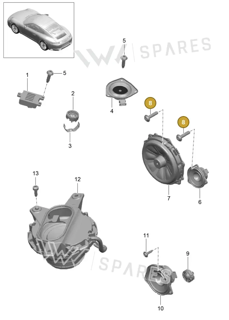 99991920909 — Porsche 911 (2016-2019) diagram p47911005, position 8