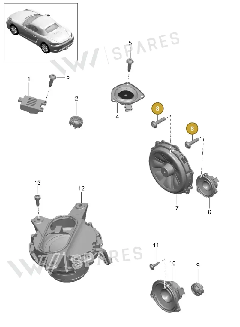 99991920909 — Porsche Boxster (2016-2019) diagram p48911005, position 8