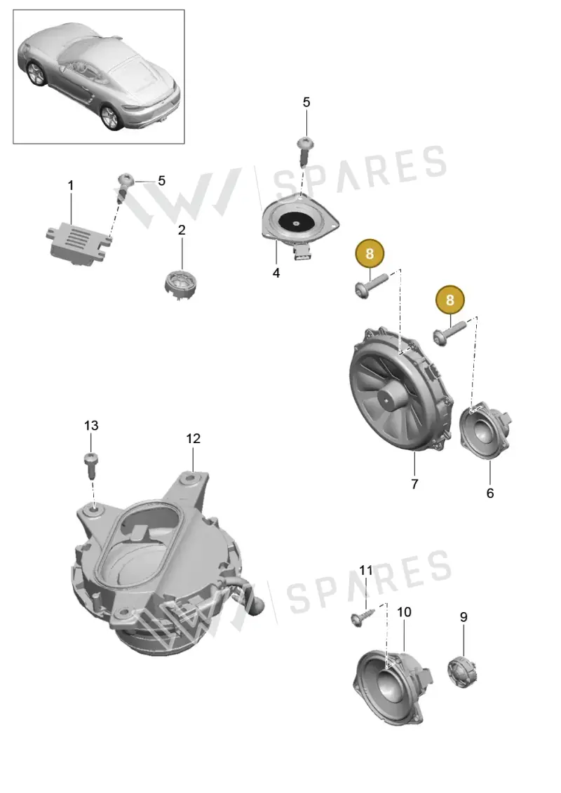 99991920909 — Porsche Cayman (2016-2019) diagram p50911005, position 8