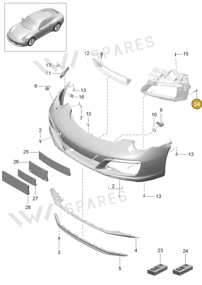 99991924601 — Porsche 911 (2016-2019) diagram p47802000, position 14