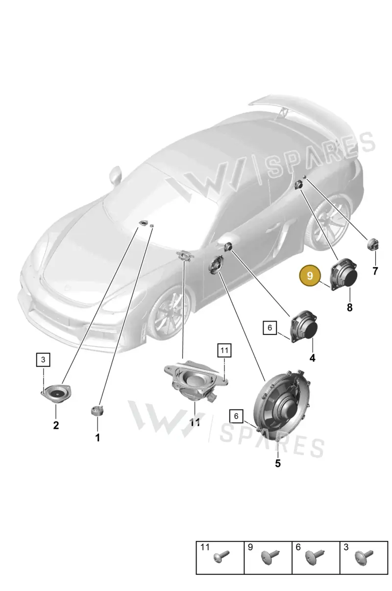 99991926201 — Porsche Cayman (2019-2022) diagram p55911050, position 9