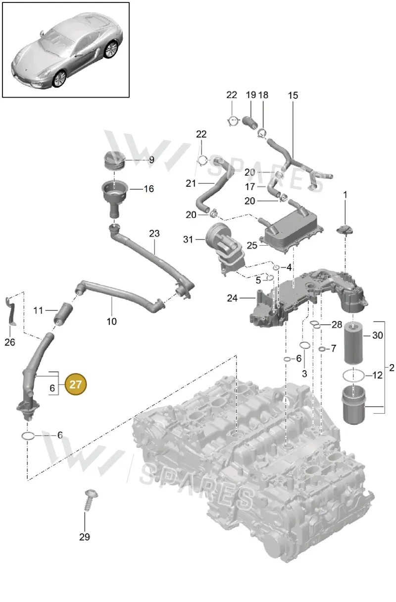 9A110701622 — Porsche Cayman (2013-2016) diagram p40104005, position 27