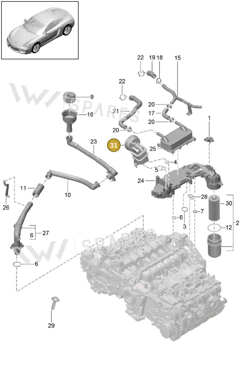 9A110704201 — Porsche Cayman (2013-2016) diagram p40104005, position 31