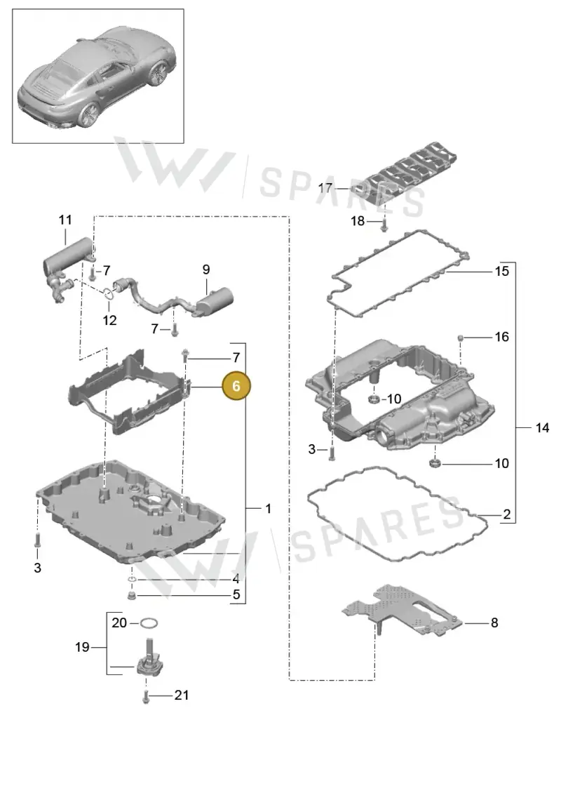 9A110724375 — Porsche 911 (2013-2020) diagram p42104002, position 6