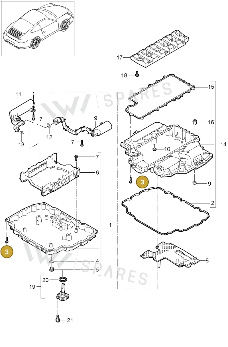 9A110731301 — Porsche 911 Carrera (2008-2012) diagram p32104002, position 3