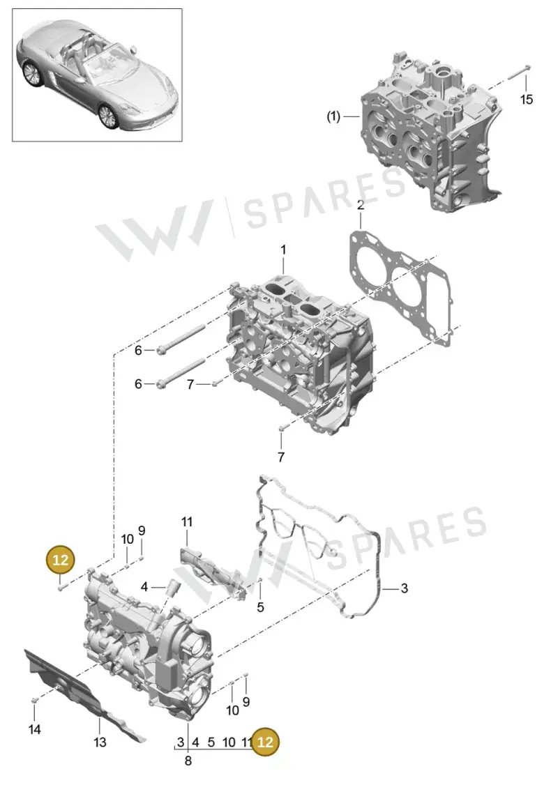 9A110731301 — Porsche Boxster (2016-2019) diagram p48103000, position 12