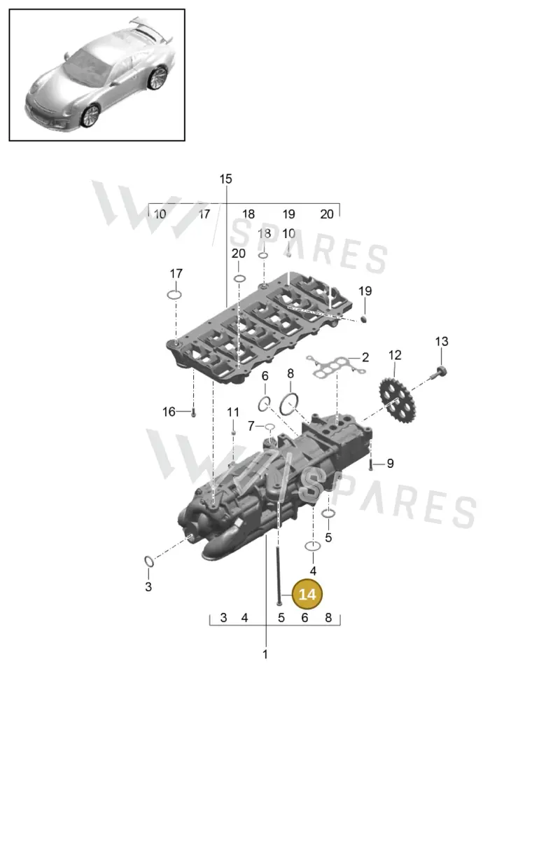 9A110775191 — Porsche 911 (2013-2020) diagram p41104000, position 14