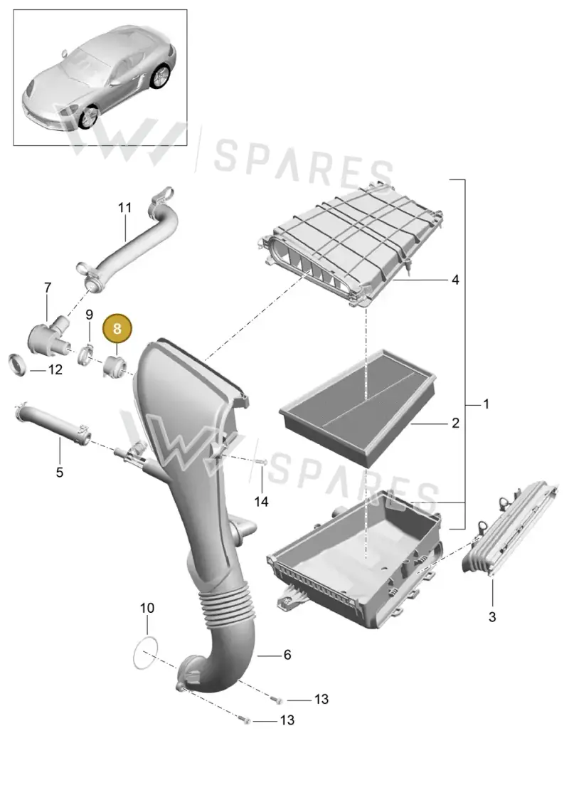 9A111066270 — Porsche Cayman (2016-2019) diagram p50106000, position 8