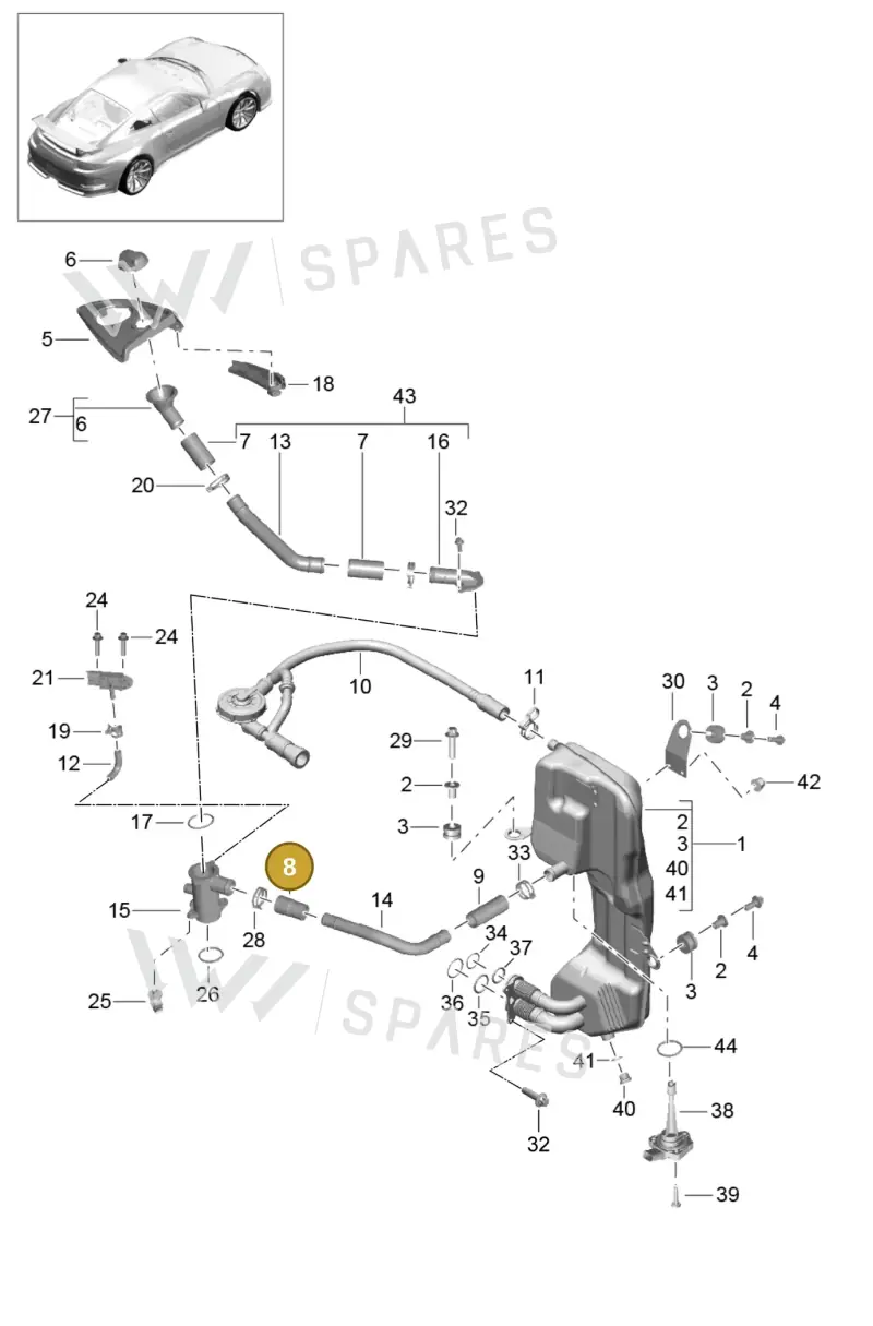 9A120727391 — Porsche 911 (2013-2020) diagram p41104000, position 8