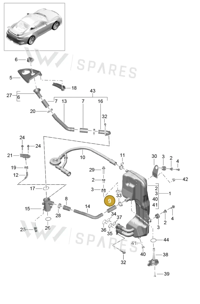 9A120727490 — Porsche 911 (2013-2020) diagram p41104000, position 9