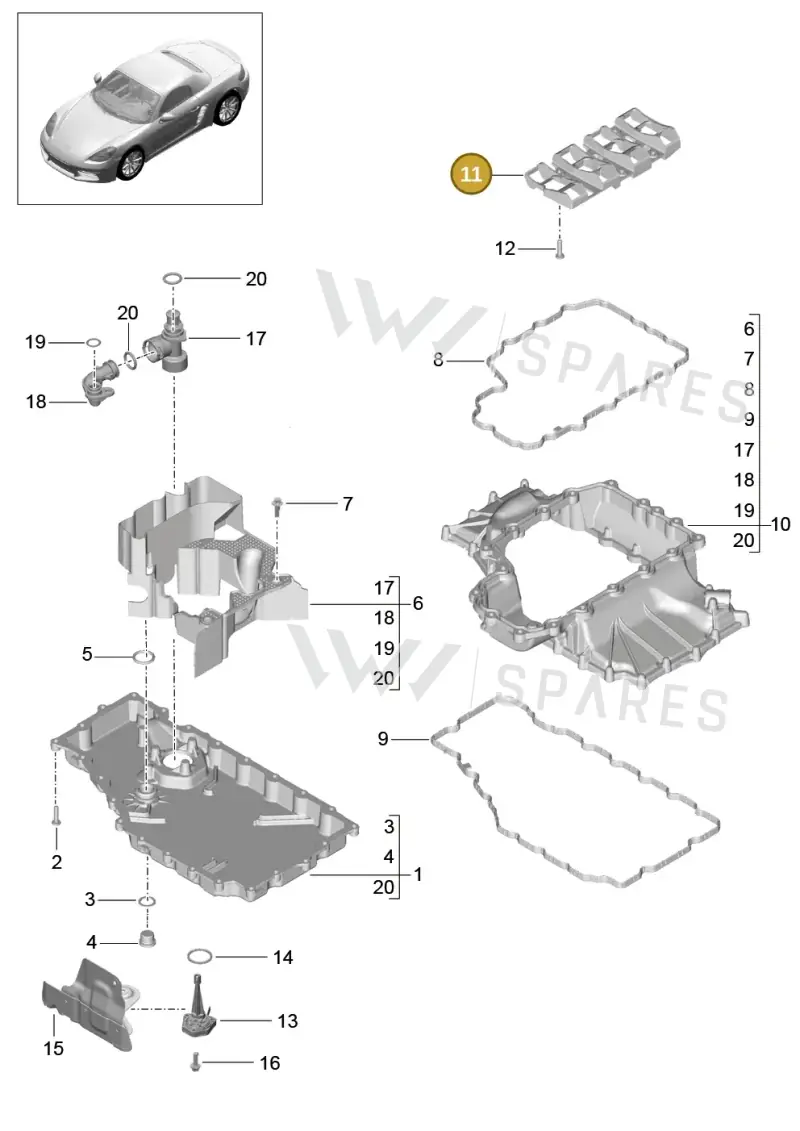 9A210130700 — Porsche Boxster (2016-) diagram p48104002, position 11