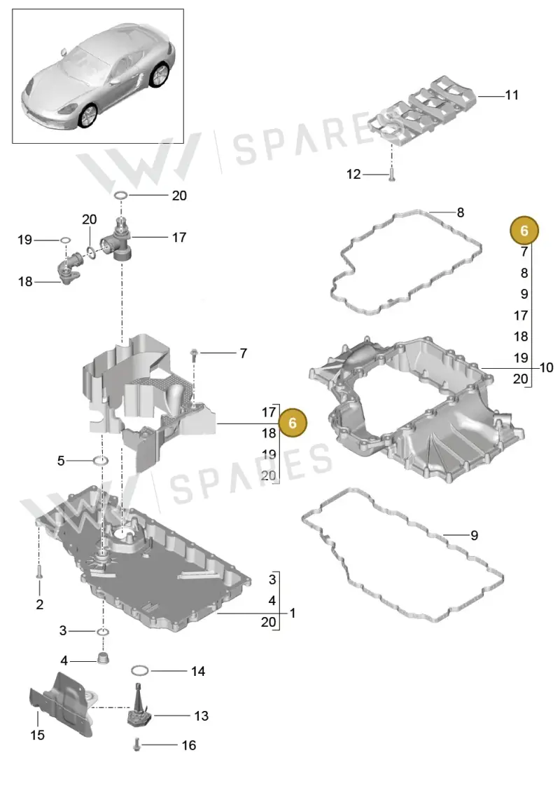 9A210702600 — Porsche Cayman (2016-) diagram p50104002, position 6