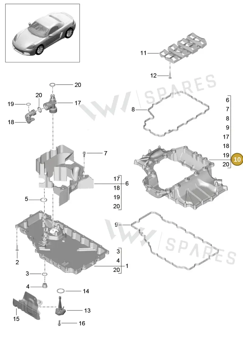 9A210703404 — Porsche Boxster (2016-2019) diagram p48104002, position 10