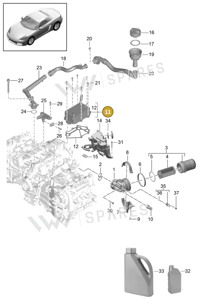 9A210705100 — Porsche Boxster (2016-2019) diagram p48104005, position 11