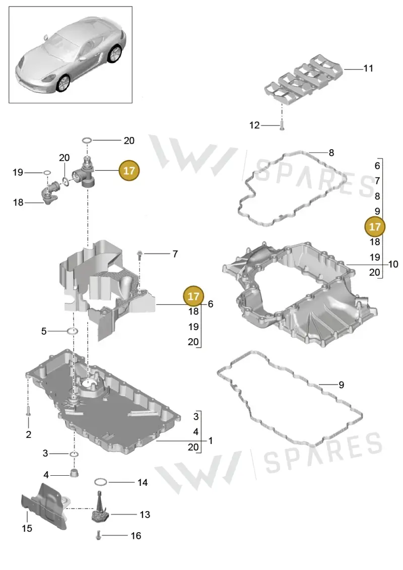 9A210726200 — Porsche Cayman (2016-2019) diagram p50104002, position 17
