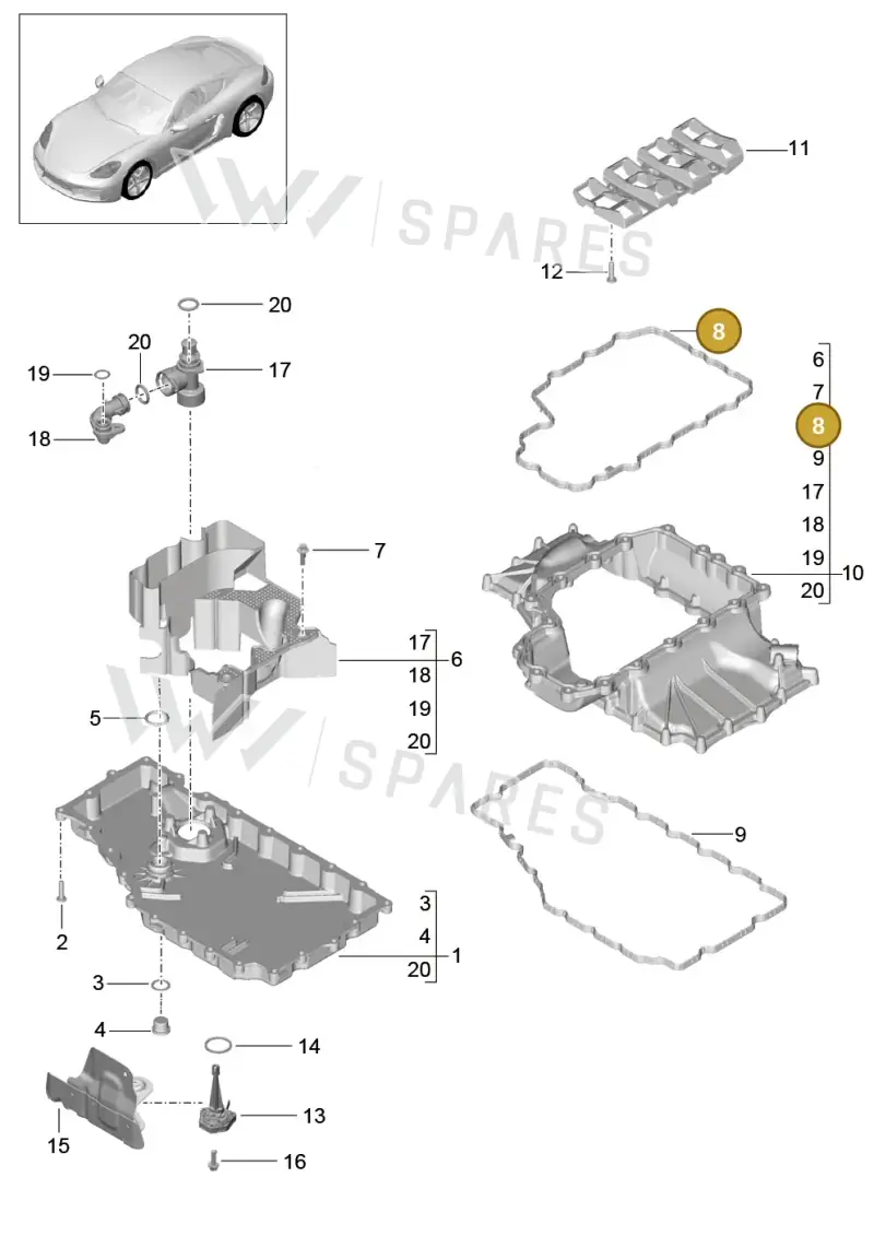 9A210731802 — Porsche Cayman (2016-) diagram p50104002, position 8
