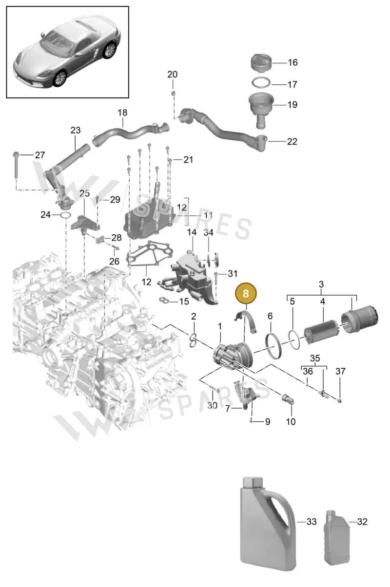 9A210734400 — Porsche Boxster (2016-2019) diagram p48104005, position 8