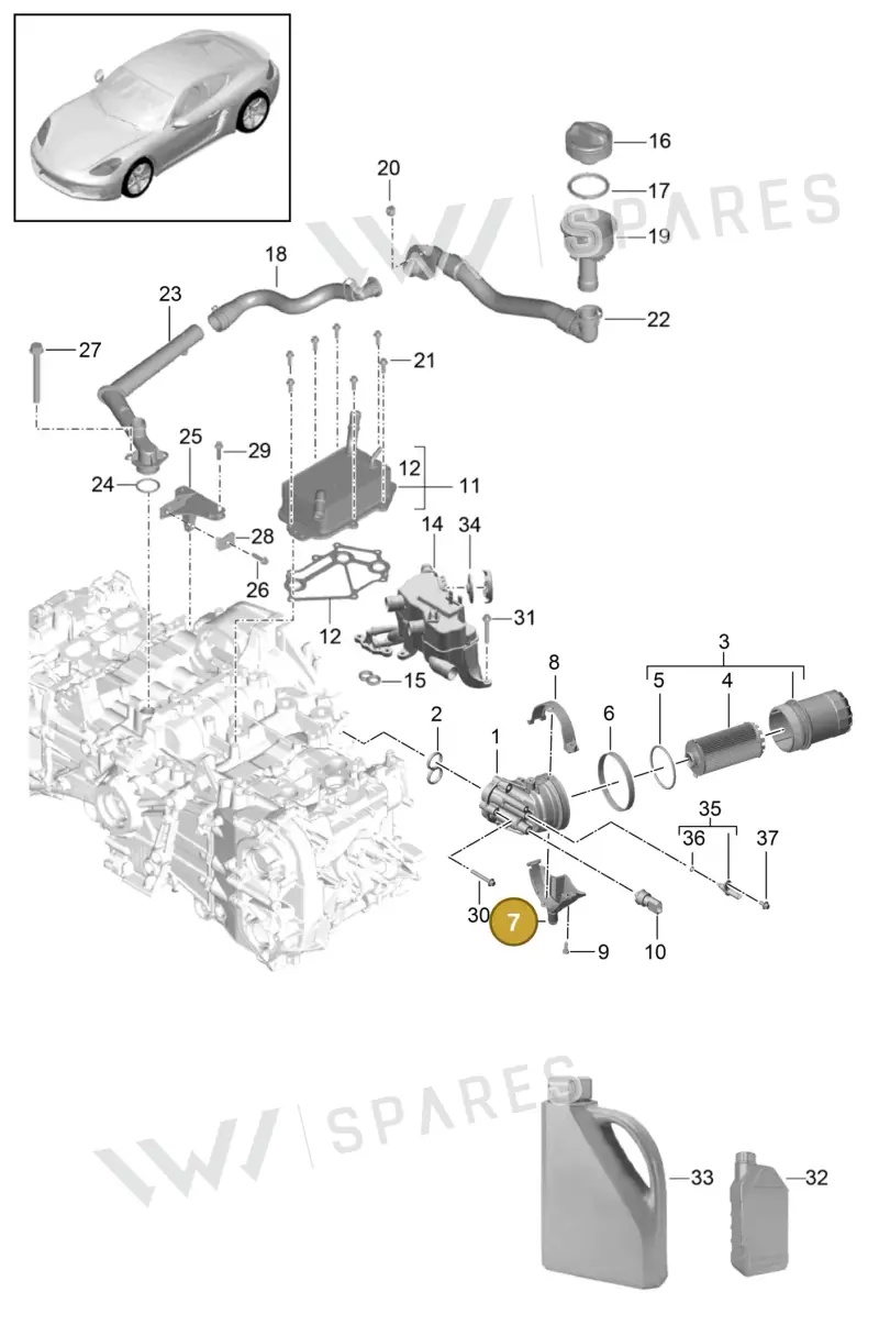 9A210734600 — Porsche Cayman (2016-2019) diagram p50104005, position 7