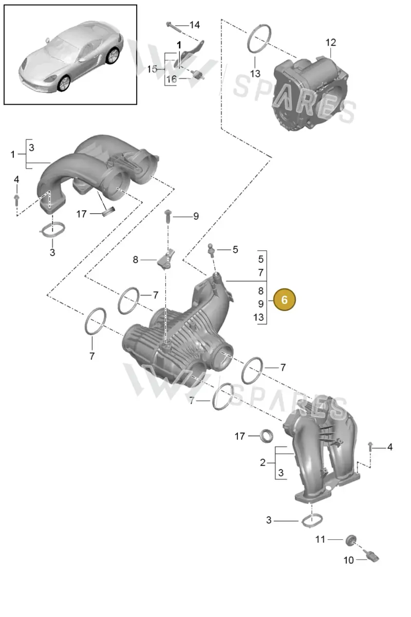 9A211006404 — Porsche Cayman (2016-2019) diagram p50107010, position 6