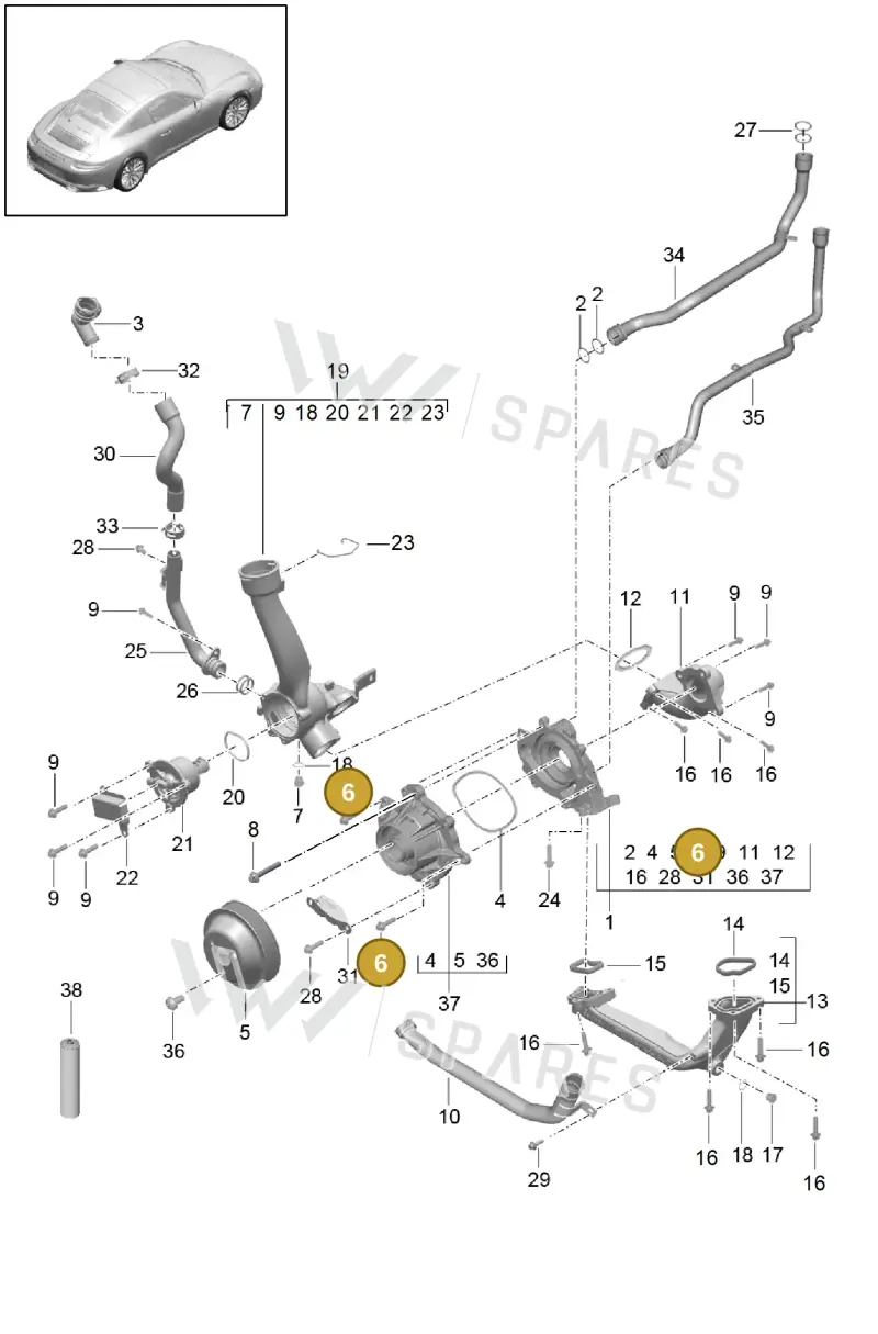 9A700182100 — Porsche 911 (2016-2019) diagram p47105000, position 6
