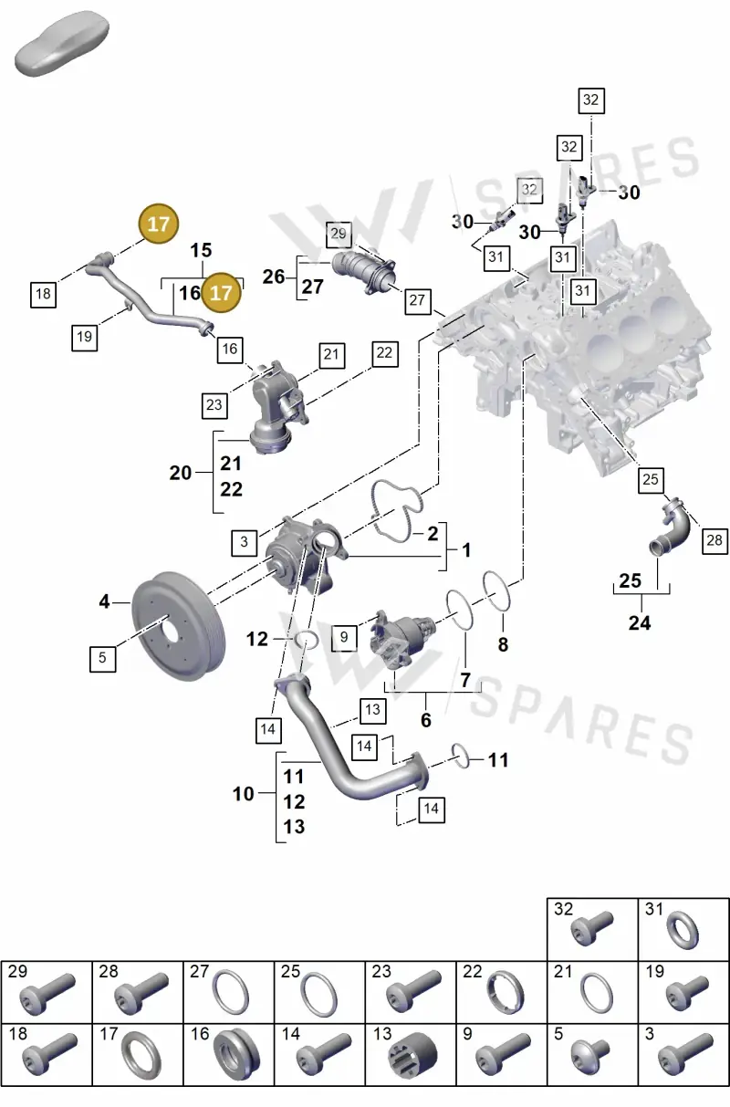 9A700565200 — Porsche Cayenne Coupe (2023-2023) diagram p60105010, position 17