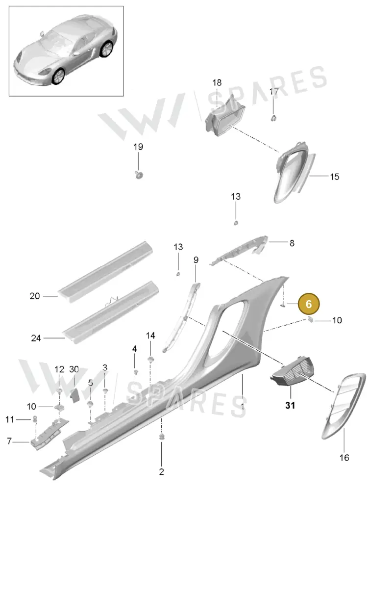 9A700751700 — Porsche Cayman (2016-2019) diagram p50801090, position 6