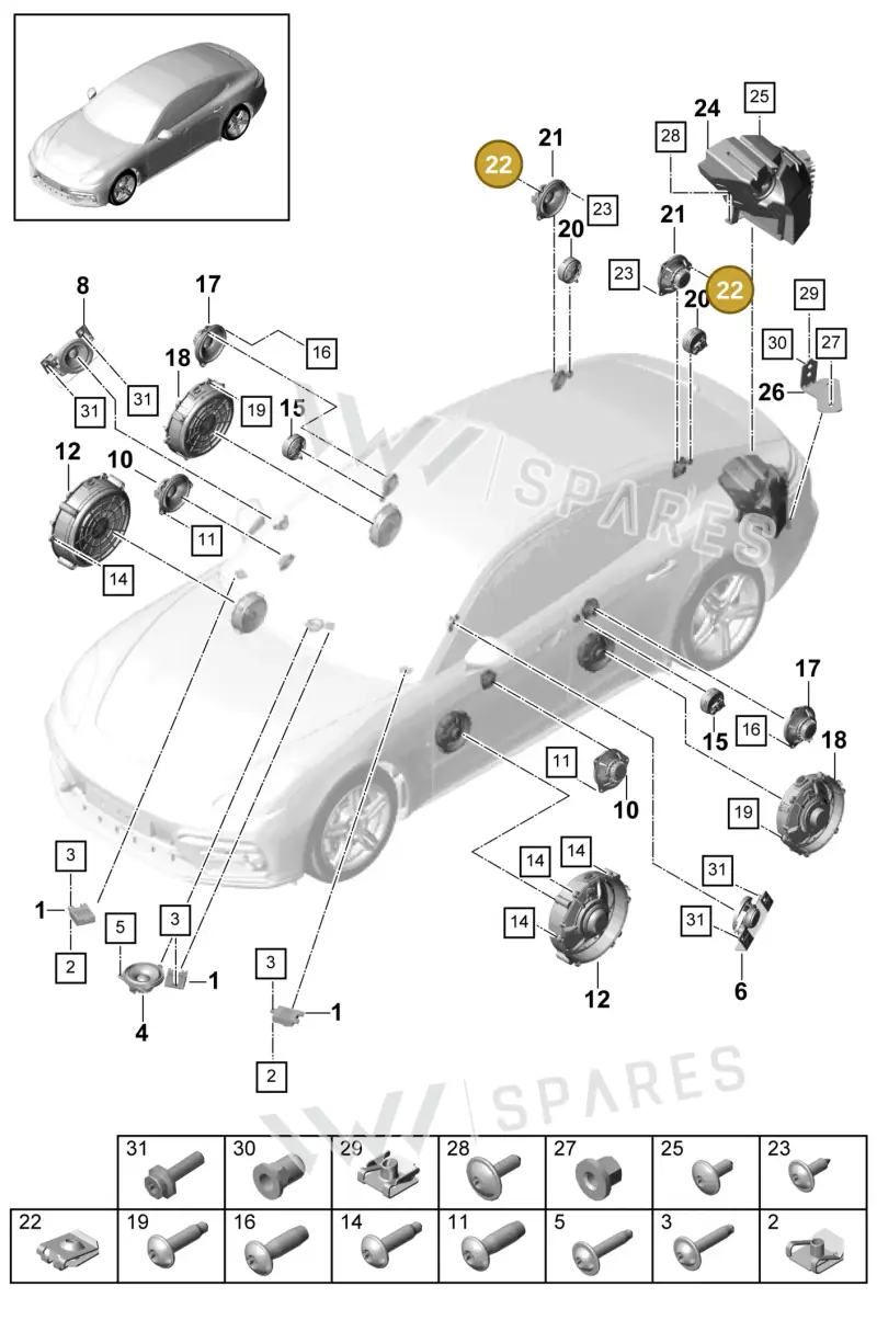 9A700765000 — Porsche Panamera (2020-2023) diagram p49911025, position 22