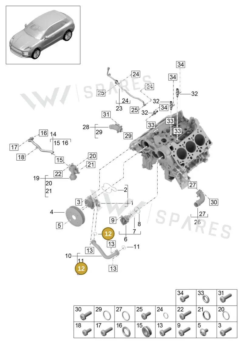 9A700792000 — Porsche Macan (2018-2022) diagram p52000016, position 12