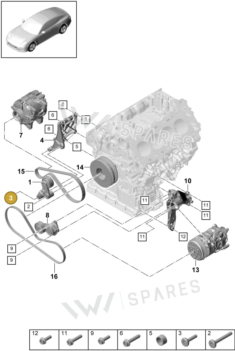 9A700806600 — Porsche Panamera (2016-2020) diagram p49102040, position 3