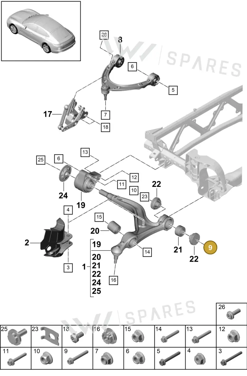 9A700842500 — Porsche Panamera (2016-2020) diagram p49401010, position 9