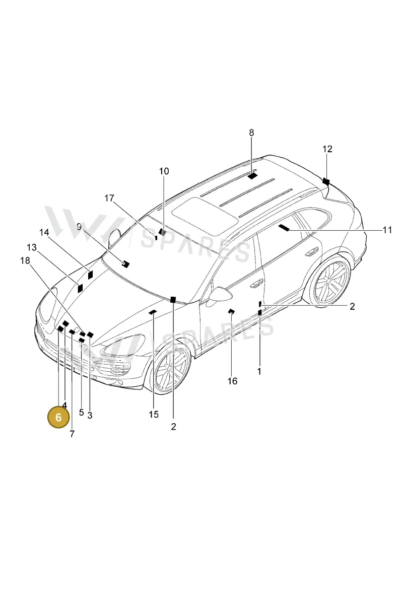 9A701001400 — Porsche Cayenne (2010-2018) diagram p37001000, position 6
