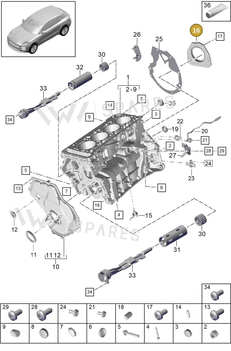 9A7103171 — Porsche Macan (2018-2022) diagram p52101111, position 16