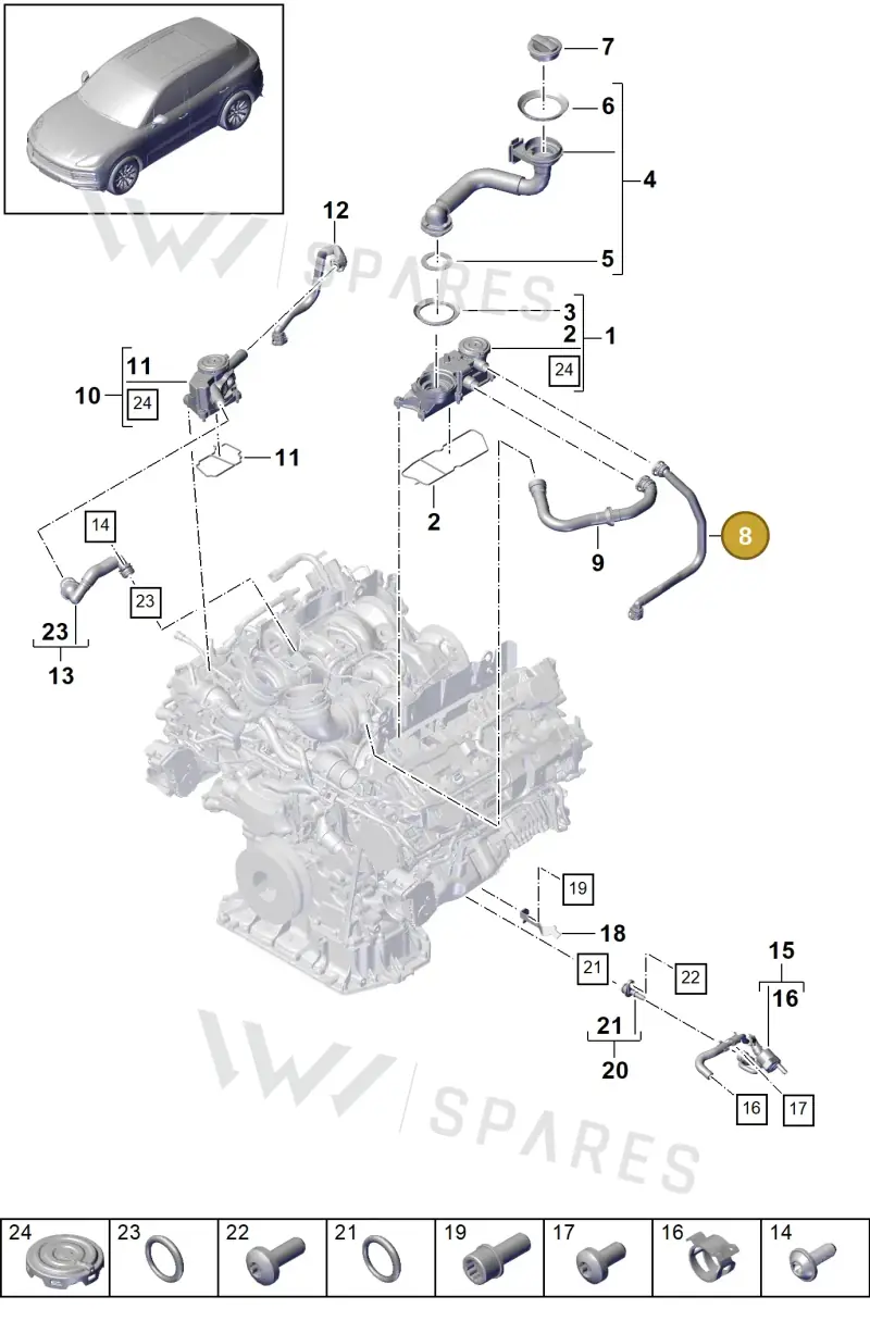 9A710328200 — Porsche Cayenne (2017-2023) diagram p51106030, position 8