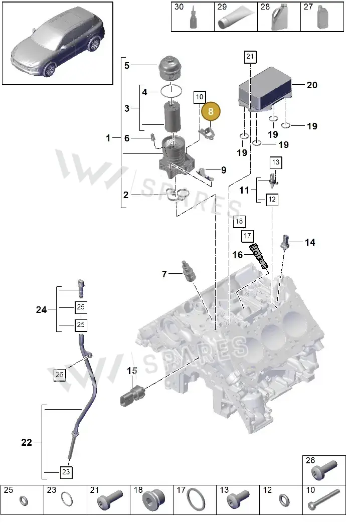 9A710332000 — Porsche Cayenne (2017-2023) diagram p51104005, position 8