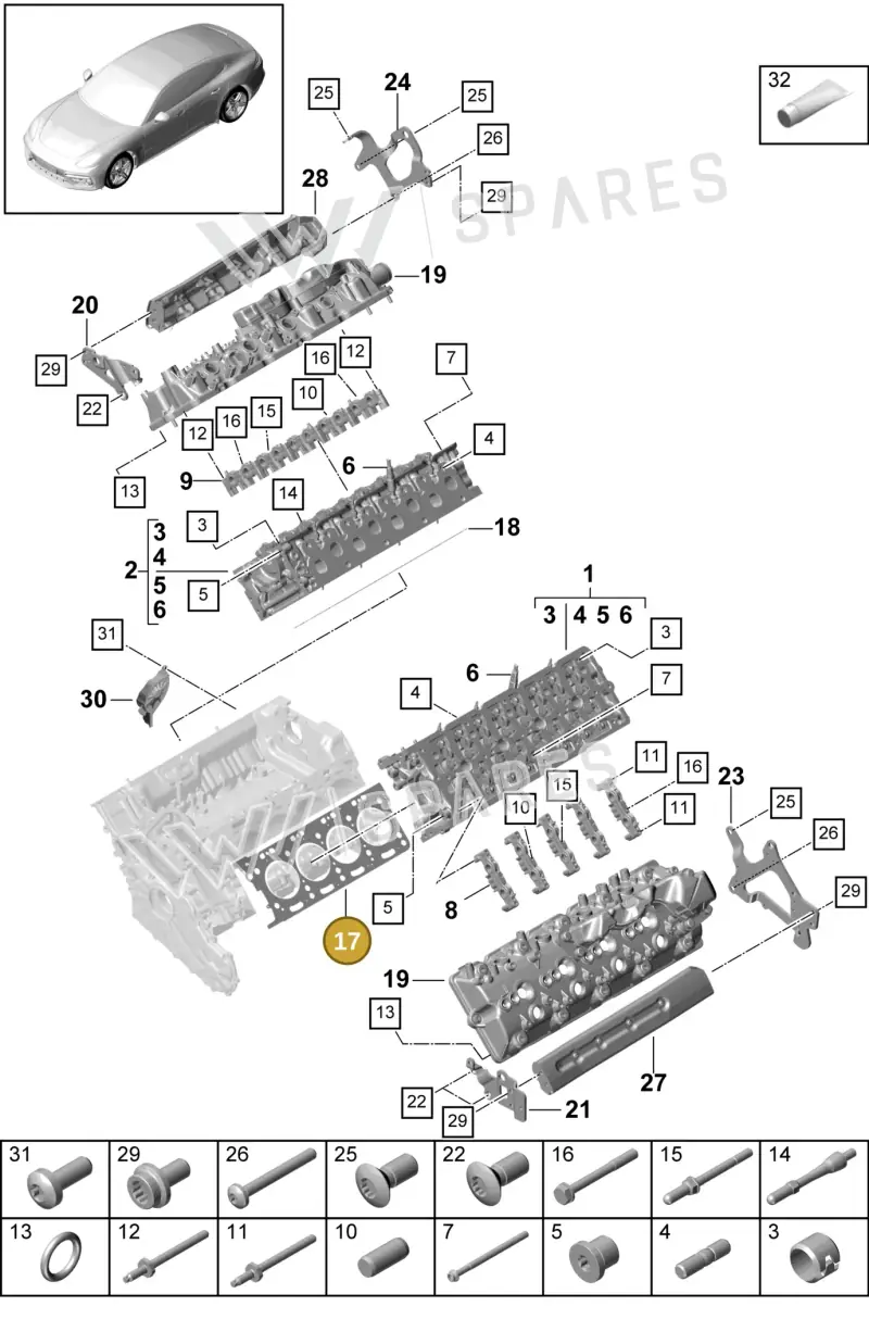 9A710338333 — Porsche Panamera (2016-2020) diagram p49103010, position 17