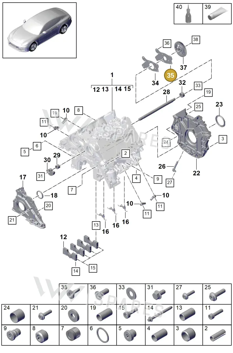 9A710340710 — Porsche Panamera (2016-2020) diagram p49101045, position 35