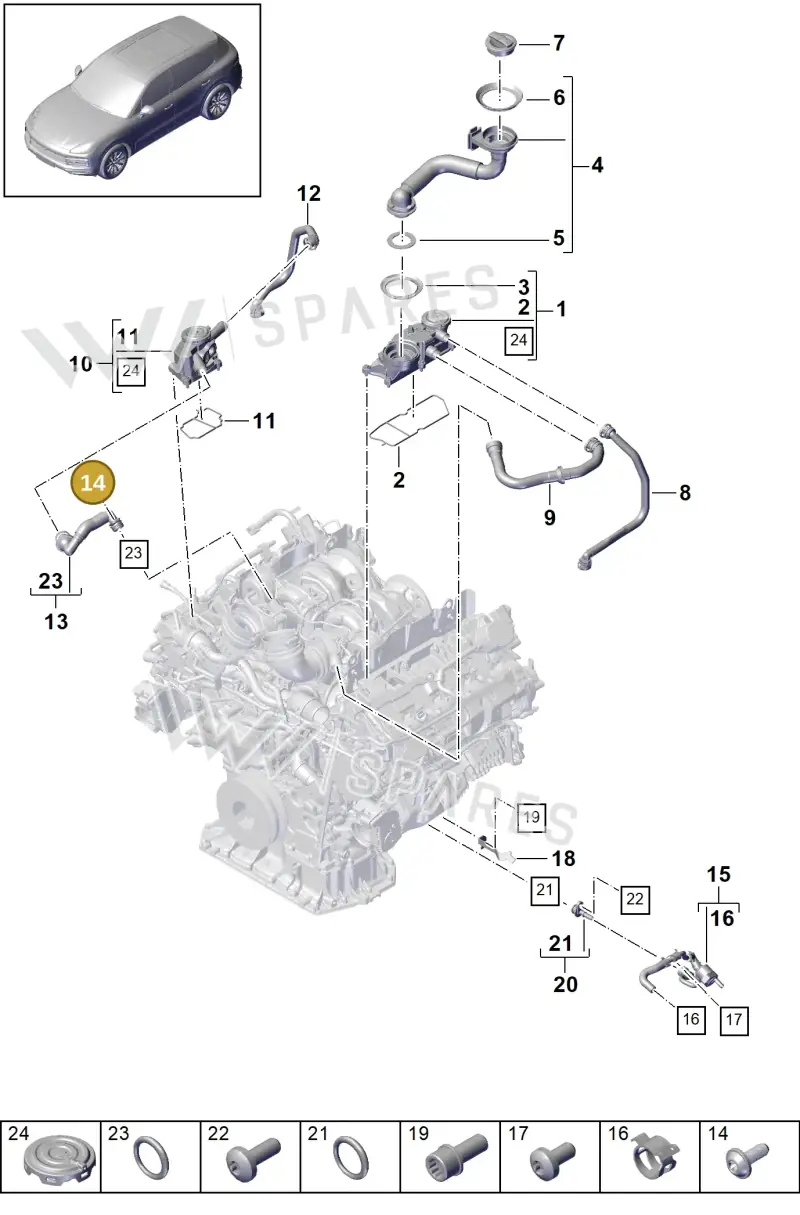 9A710344800 — Porsche Cayenne (2017-2023) diagram p51106030, position 14
