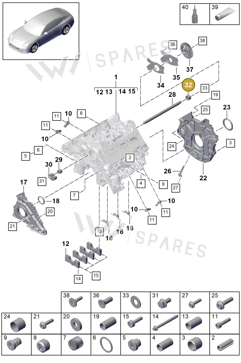 9A710386902 — Porsche Panamera (2016-2020) diagram p49101045, position 32