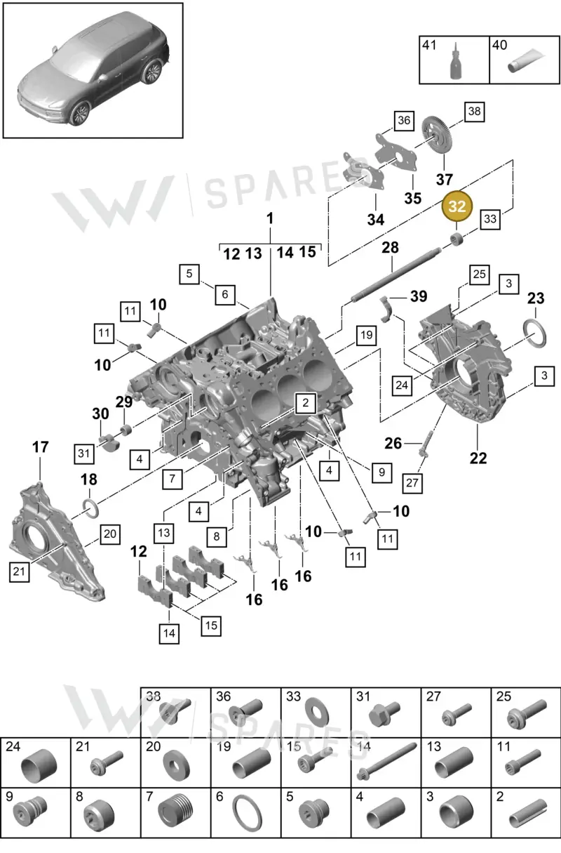 9A710386902 — Porsche Cayenne (2017-2023) diagram p51101055, position 32