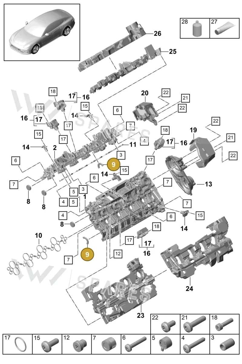 9A710930705 — Porsche Panamera (2016-2020) diagram p49103020, position 9