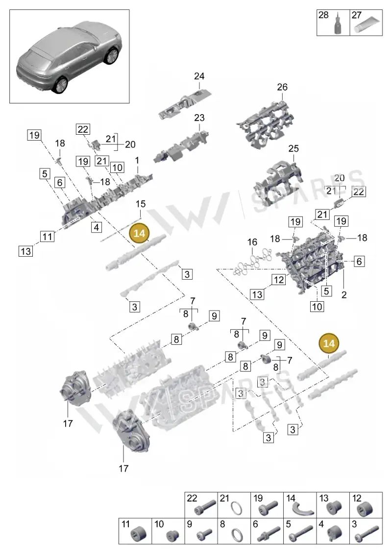 9A710930705 — Porsche Macan (2018-2022) diagram p52000072, position 14