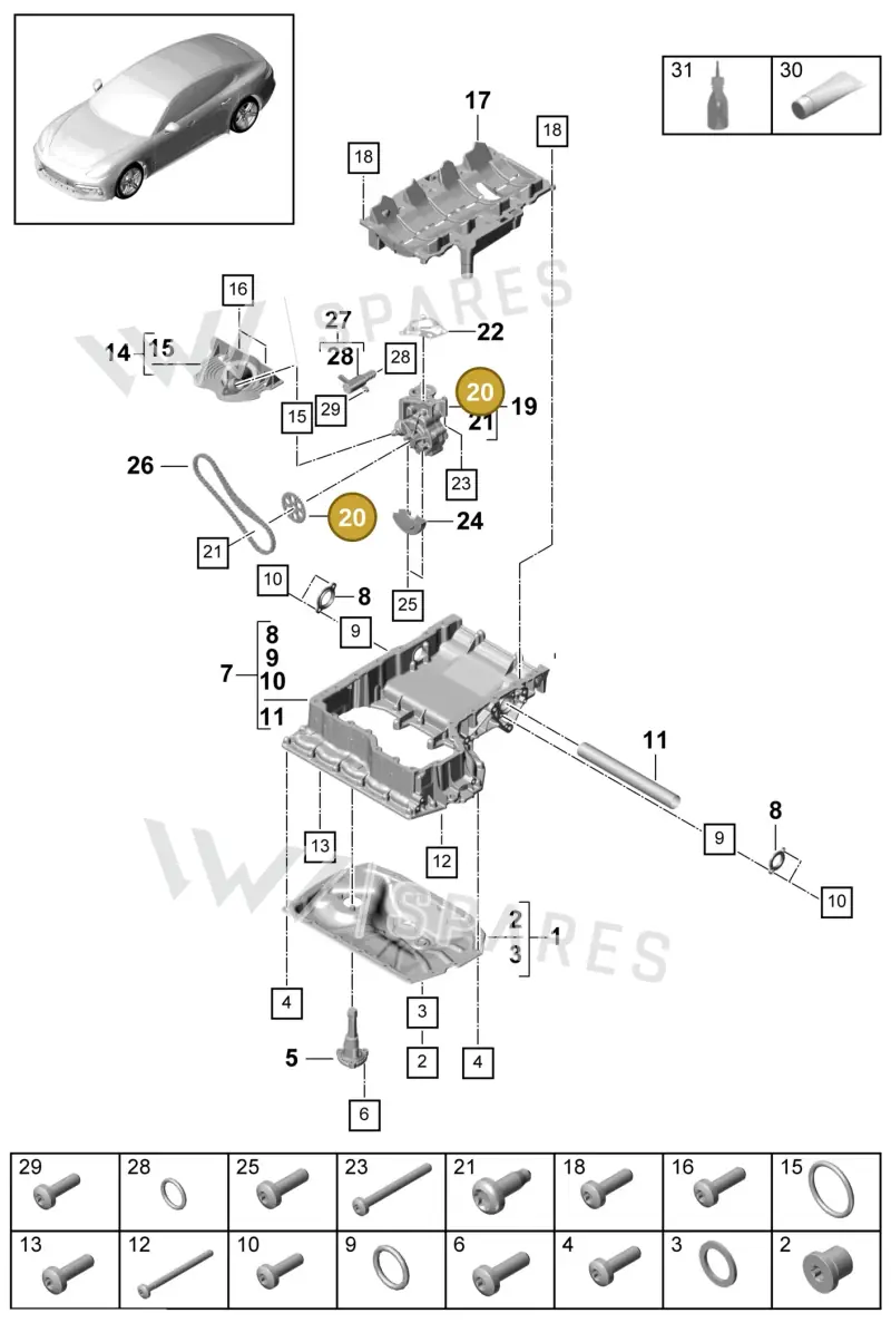9A711510320 — Porsche Panamera (2016-2020) diagram p49104020, position 20