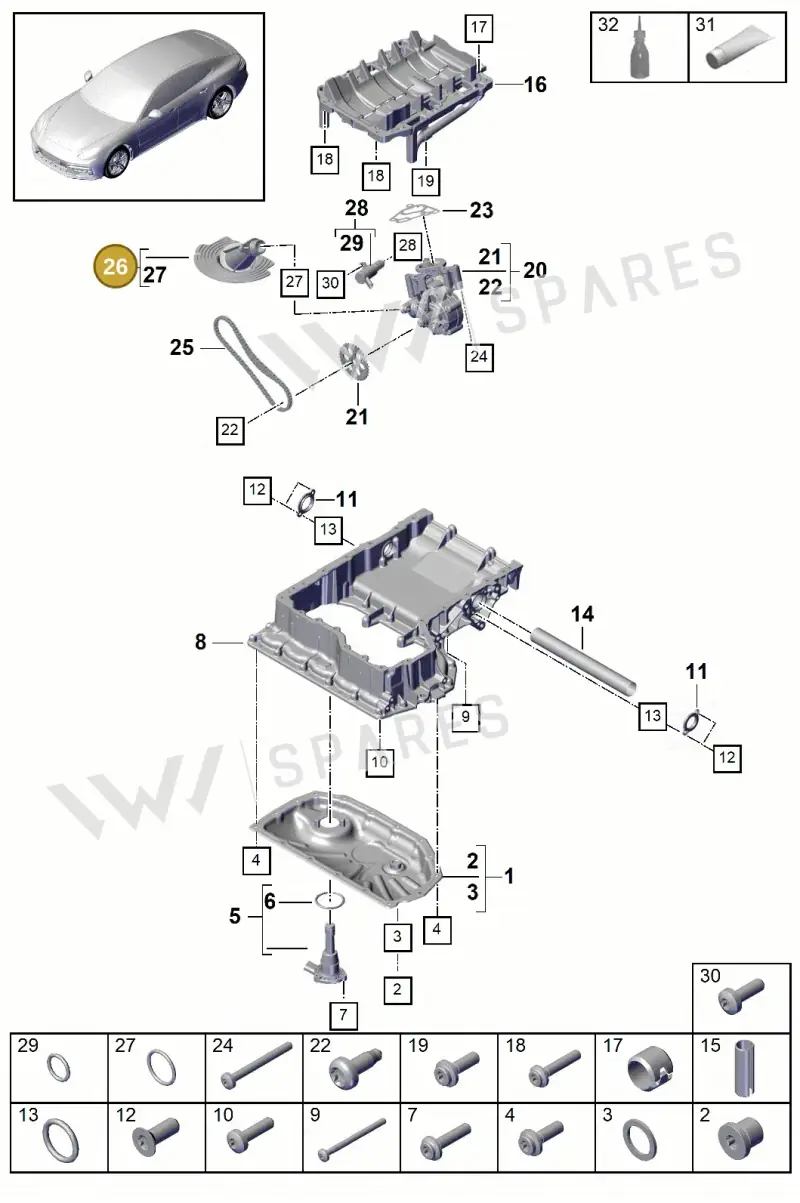 9A711515510 — Porsche Panamera (2016-2020) diagram p49104020, position 26