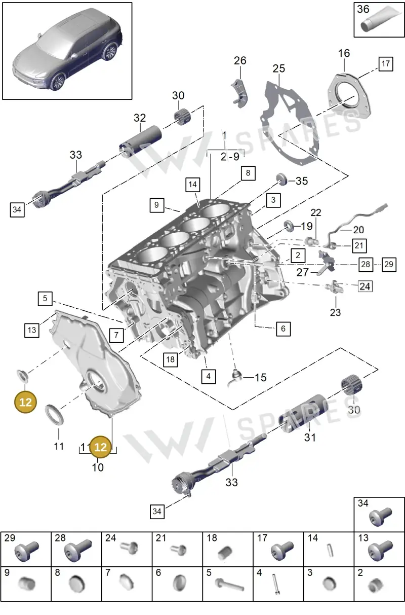 9A7115418 — Porsche Cayenne (2017-2023) diagram p51101060, position 12