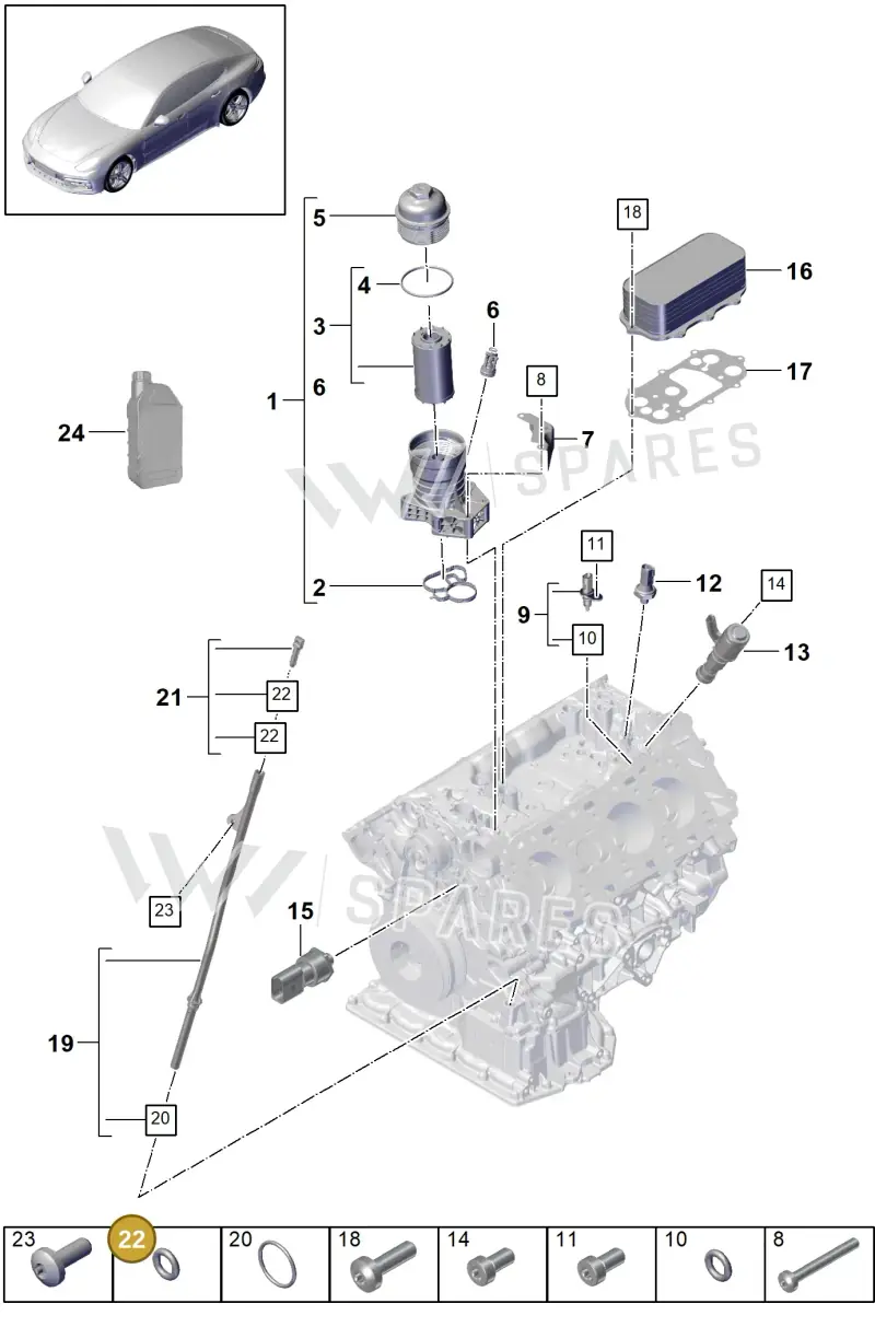 9A711575700 — Porsche Panamera (2016-2020) diagram p49104000, position 22