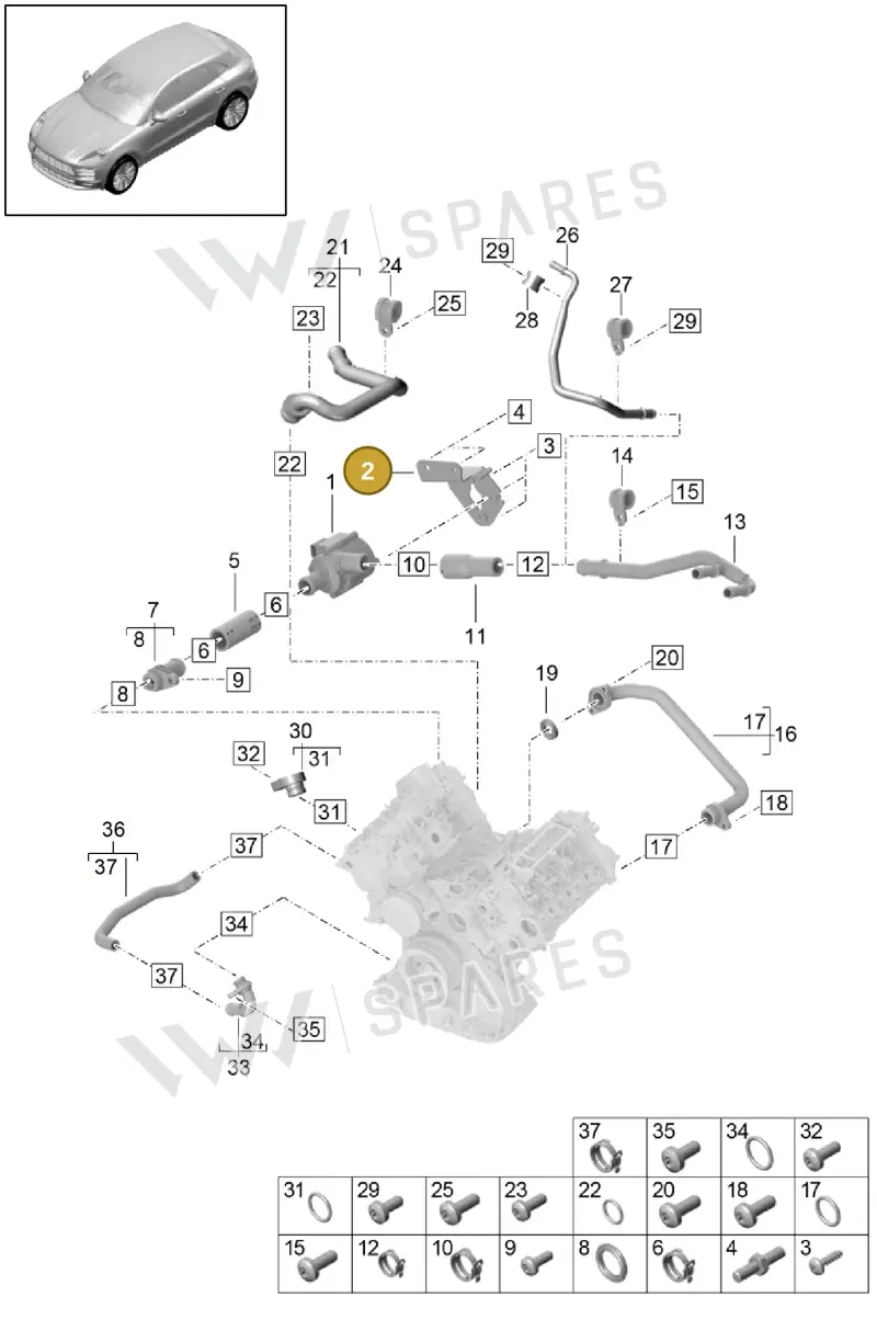 9A712109302 — Porsche Macan (2018-2022) diagram p52000015, position 2
