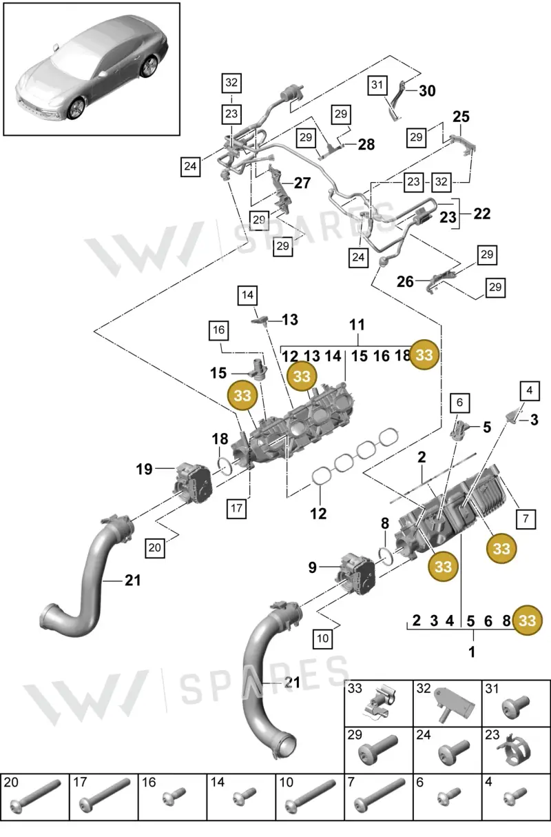 9A712966700 — Porsche Panamera (2016-2020) diagram p49107025, position 33
