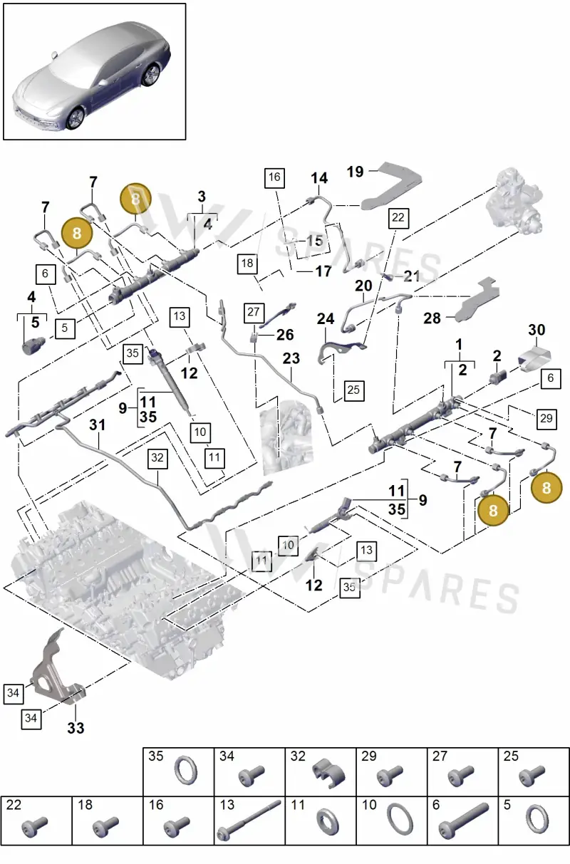 9A713024110 — Porsche Panamera (2016-2020) diagram p49107010, position 8